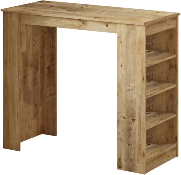 NORDVÄRK ST1 baaripöytä, 3 hyllyä - luonnollinen melamiini (120x51,6)