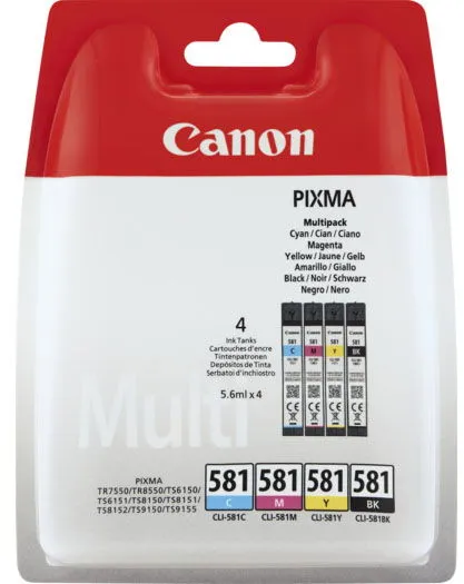 Canon CLI-581 Multi Pack mustepatruunat, useita värejä