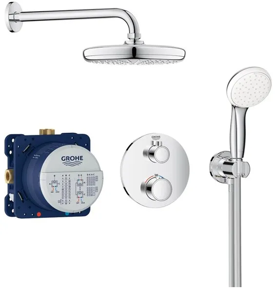 Grohe Grohtherm-suihkusarja Tempesta 210:llä, kromi