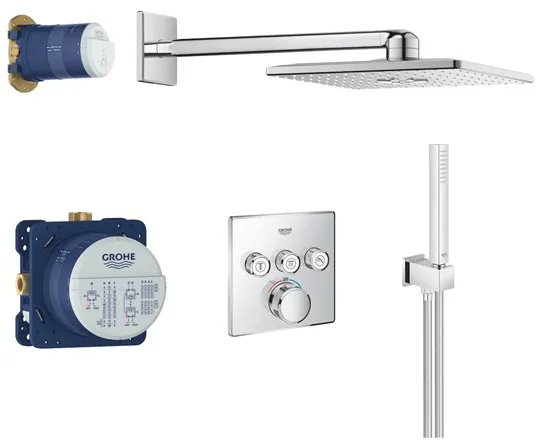 Grohe Grohtherm SmartControl -suihkusarja, jossa on Rainshower SmartActive 310 Cube, kromi