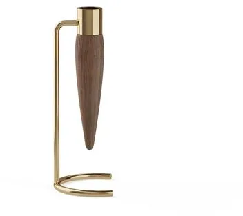 Audo Umanoff Kynttilänjalka Kiillotettu Messinki/Pähkinäpuu