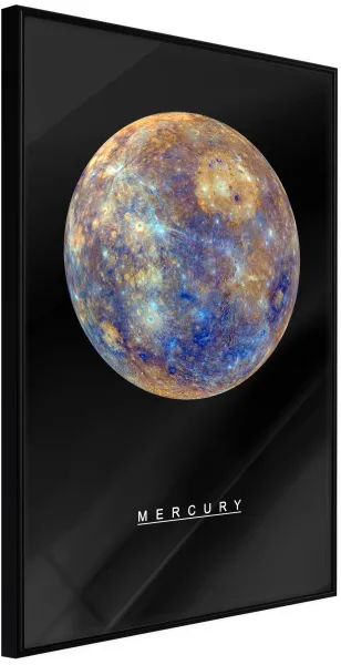 ARTGEIST Juliste kehyksellä - Aurinkokunta: Merkurius Kulta passepartout'n kanssa 30x45