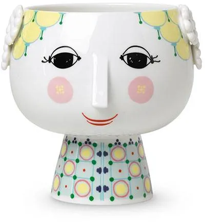 Bjørn Wiinblad Eva kukkaruukku jalalla - Ø15,5 cm - Keltainen